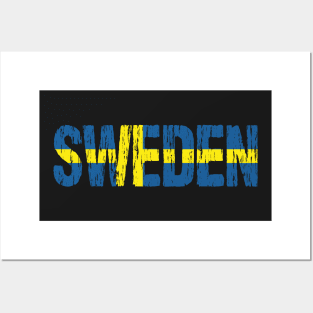 Sweden Flag Swedish Distressed Posters and Art